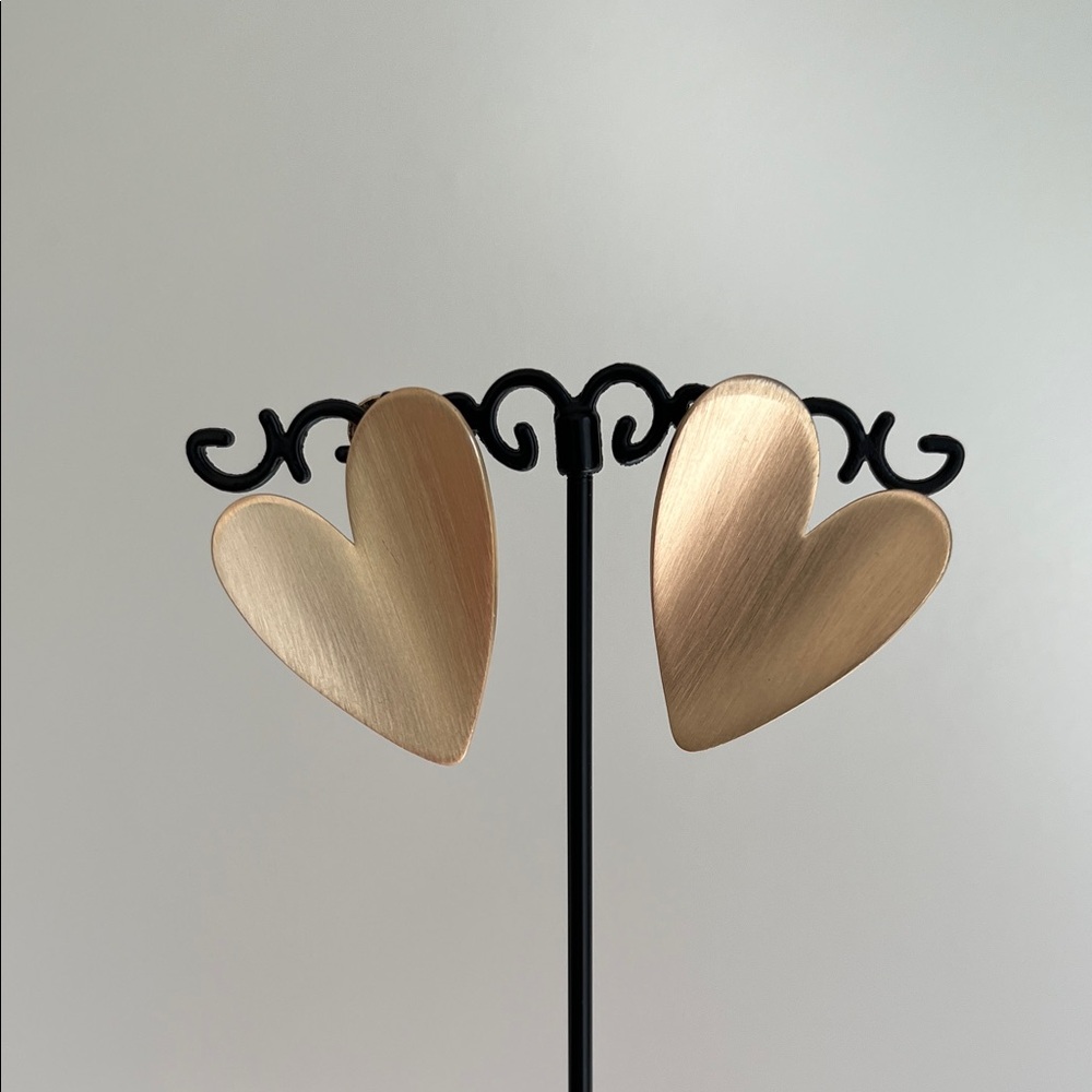 Brass Heart Post Earrings